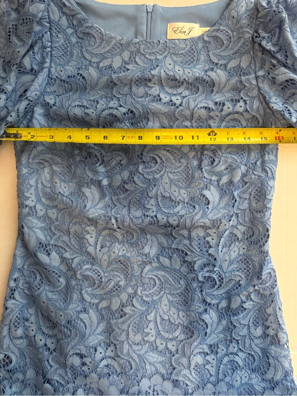 Eliza J Blue Lace Puff-Sleeve Midi Dress - Picture 3 of 9